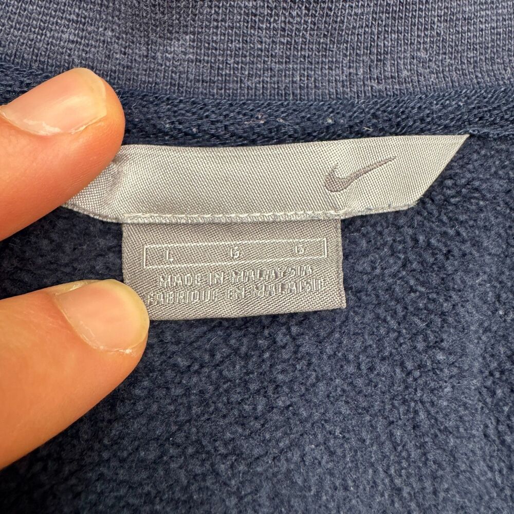 Vintage Y2K Nike Spellout Quarter Zip Pullover Sweatshirt Mens Large Navy Blue - Picture 5 of 13